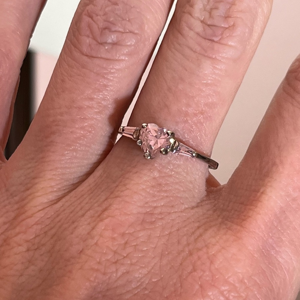 Vintage Pale Pink Heart Sterling silver coquette girl dainty Ring - Picture 14 of 14